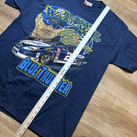 Vintage‎ Chase Authentic Rusty Wallace Shirt Men Medium Blue Nascar Blue Thunder - Picture 7 of 8